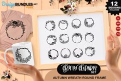Autumn Wreath Round Frame Clipart Set Product Image 1