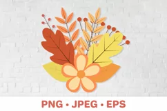 Bunch of colorful autumn leaves and flowers Sublimation Product Image 1