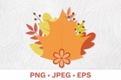 Bunch of colorful fall leaves and flowers Sublimation design Product Image 1