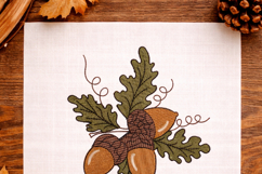 Acorn Cluster Embroidery Design Oak Leaves Fall Autumn 4x4 Product Image 8