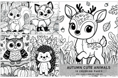 Autumn Cute Animals Coloring Pages Product Image 1