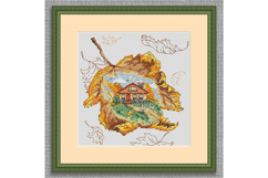 Autumn Landscape Cottage House PDF Cross stitch pattern Product Image 2