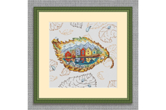 Autumn Norway Landscape Cottage Colorful Houses Cross Stitch Product Image 3