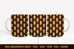Autumn Mug Sublimation Wrap. Fall Oak Leaves Mug Wrap Design Product Image 1