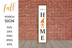 Welcome home, Fall Porch Sign with gnome. Autumn Front Sign Product Image 1