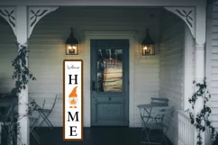 Welcome home, Fall Porch Sign with gnome. Autumn Front Sign Product Image 2