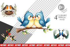 Avian Bird Couples Clipart Product Image 1