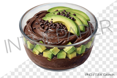Avocado Chocolate Mousse Watercolor PNG Product Image 1