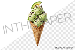 Avocado Ice Cream Watercolor Clipart Illustration PNG Product Image 1
