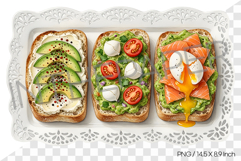 Avocado Open Sandwich Watercolor Clipart Illustration PNG Product Image 1