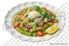 Avocado Pasta Watercolor Illustrat Clip art PNG Product Image 1