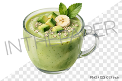 Avocado Smoothie Watercolor Clipart Illustration PNG Product Image 1