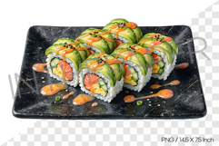 Avocado Sushi Roll Watercolor Clipart Illustration PNG Product Image 1