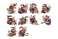 Dark Floral Snake Clipart Set Product Image 3