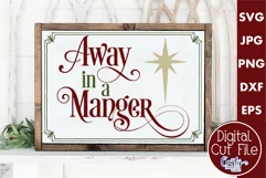 Away In A Manger Christian Christmas Farmhouse Sign Svg Product Image 1