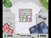Awesome Since 1986 Shirt Png, 40th Birthday Gift Product Image 3
