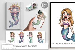 Awkward Alien Mermaids Digital Paper Product Image 1