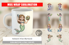 Awkward Alien Mermaids Mug Wrap Product Image 1