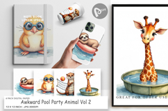 Awkward Pool Party Animal Digital Paper Product Image 1