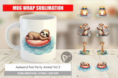Awkward Pool Party Animal Mug Wrap Product Image 1