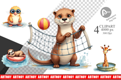 Awkward Pool Party Animal Sublimation Product Image 1