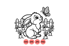 Cute Bunny Garden SVG Vector Illustration Design Product Image 1