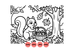 Hand Drawn Cute Squirrel Acorn Vector Illustration Product Image 1