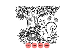 Hand Drawn Squirrel With Acorn Vector Illustration Product Image 1