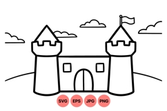 Outline Castle Vector Illustration For Kids Coloring Product Image 1