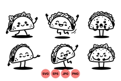 Cute Kawaii Taco Characters SVG Illustration Designs Product Image 1
