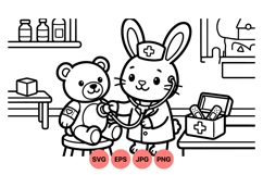 Cute Teddy Bear Doctor SVG Medical Illustration Product Image 1