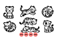 Cute Baby Tiger SVG Clipart For Kids Designs Product Image 1