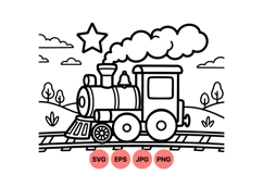 Vector Outline Train Clipart For Kids Crafts Product Image 1