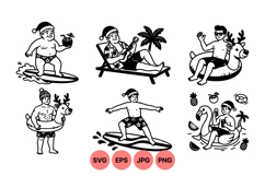 Funny Santa Summer Holiday Clipart Product Image 1