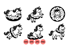Cute Unicorn Donut Clipart For Kids Projects Product Image 1