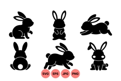 Cute Bunny Silhouette Vector Clipart Design Product Image 1