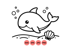 Cute Whale Cartoon Svg Clipart For Kids Crafts Product Image 1