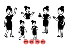 Black And White Woman Character Illustration SVG Product Image 1