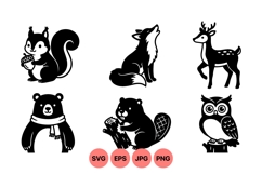 Hand Drawn Woodland Animals SVG Clipart Product Image 1