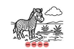 Hand Drawn Cute Zebra Animal Clipart Design Product Image 1