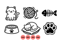 Line Art Cat Clipart For Pet Crafts Product Image 1