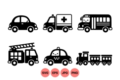Cartoon Kids Vehicle Clipart for Craft Projects Product Image 1