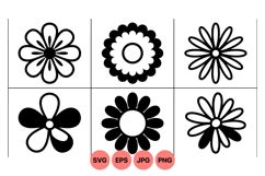 Black and White Retro Floral Vector Clipart Product Image 1