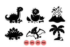 Cute Dinosaur Silhouette Clipart For Kids Crafts Product Image 1