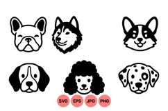 Dog Breed Face Clipart Illustrations For Crafts Product Image 1