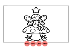 Whimsical Fairy Sitting On Mushroom Vector Product Image 1