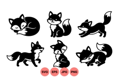 Black Fox Silhouette Clipart for Crafts Product Image 1