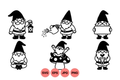 Whimsical Hand Drawn Garden Gnome Clipart Product Image 1