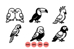 Black And White Tropical Bird Svg Clipart Product Image 1