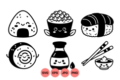 Kawaii Cute Sushi Illustration Clipart Product Image 1